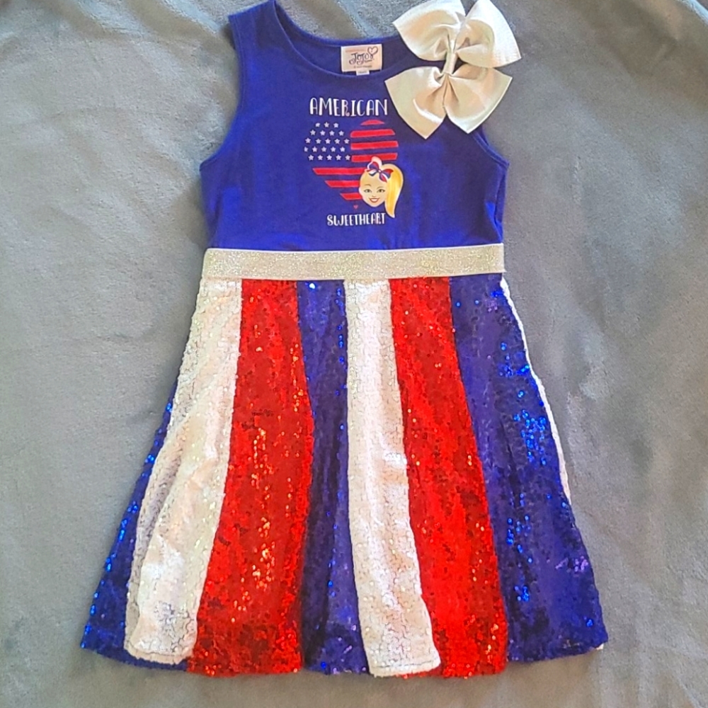 Jojo Siwa Red,White+Blue Sequin Tank Dress sz7/8